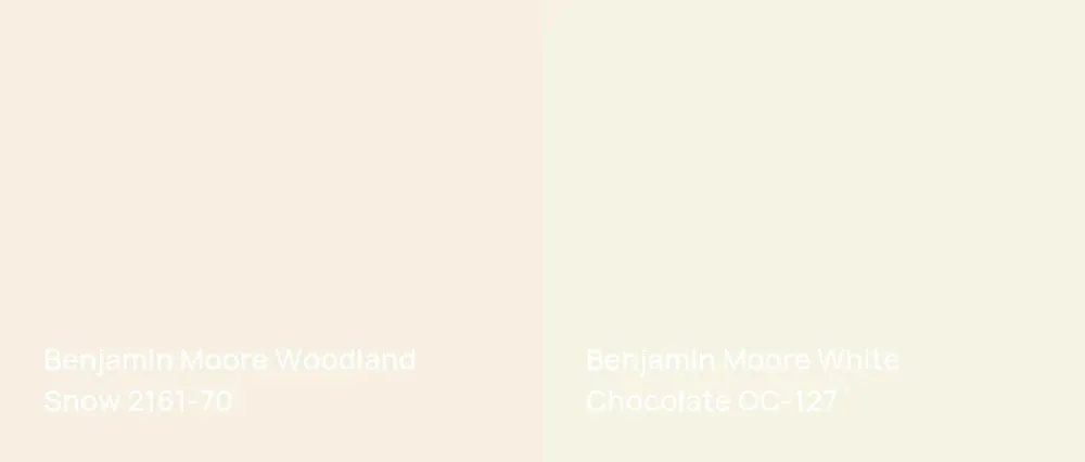 Benjamin Moore Woodland Snow 2161-70 vs Benjamin Moore White Chocolate OC-127