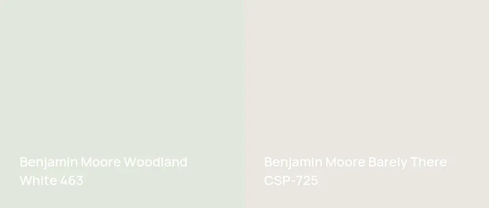 Benjamin Moore Woodland White 463 vs Benjamin Moore Barely There CSP-725