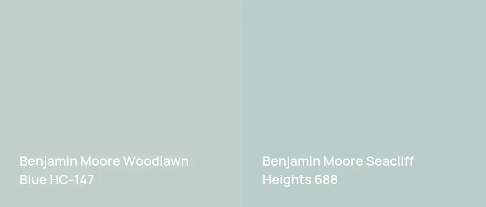 Benjamin Moore Woodlawn Blue HC-147 vs Benjamin Moore Seacliff Heights 688