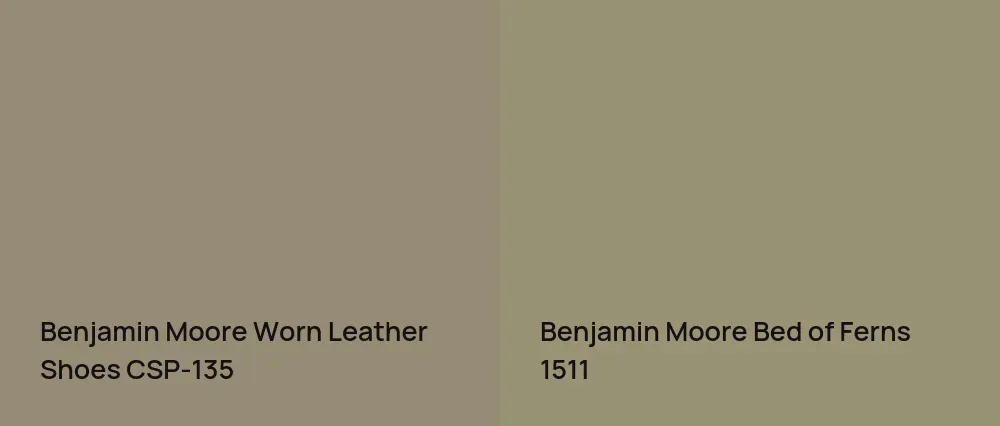 Benjamin Moore Worn Leather Shoes CSP-135 vs Benjamin Moore Bed of Ferns 1511