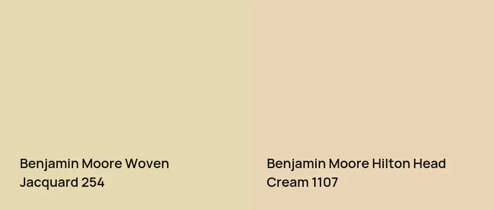 Benjamin Moore Woven Jacquard 254 vs Benjamin Moore Hilton Head Cream 1107