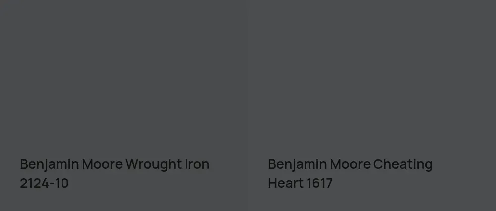 Benjamin Moore Wrought Iron 2124-10 vs Benjamin Moore Cheating Heart 1617