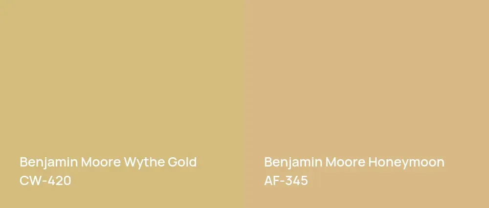 Benjamin Moore Wythe Gold CW-420 vs Benjamin Moore Honeymoon AF-345