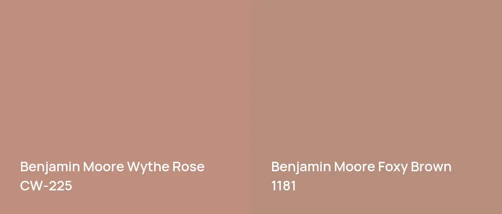 Benjamin Moore Wythe Rose CW-225 vs Benjamin Moore Foxy Brown 1181