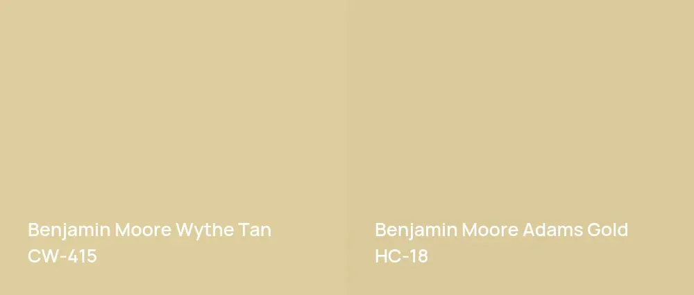 Benjamin Moore Wythe Tan CW-415 vs Benjamin Moore Adams Gold HC-18