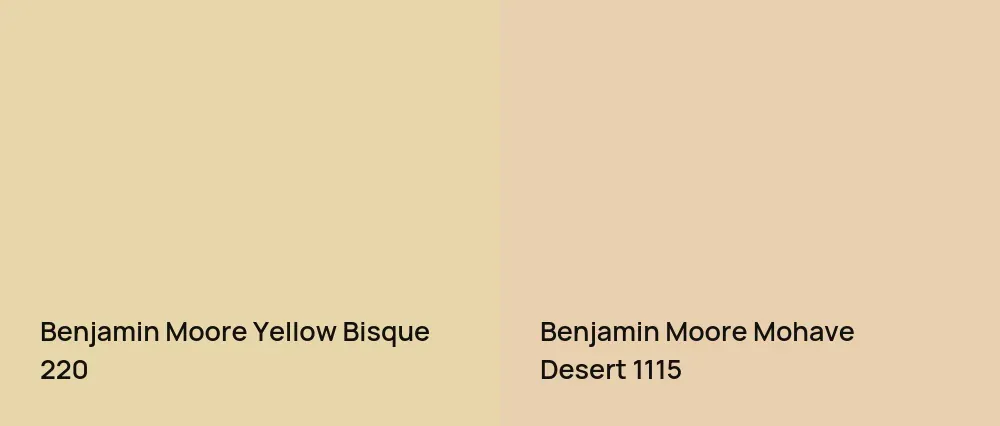 Benjamin Moore Yellow Bisque 220 vs Benjamin Moore Mohave Desert 1115