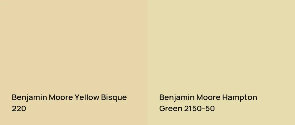 Benjamin Moore Yellow Bisque 220 vs Benjamin Moore Hampton Green 2150-50