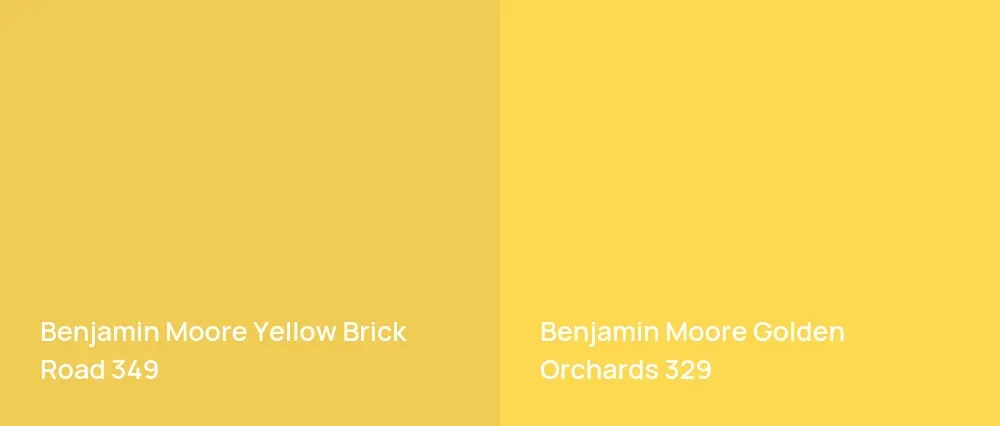 Benjamin Moore Yellow Brick Road 349 vs Benjamin Moore Golden Orchards 329