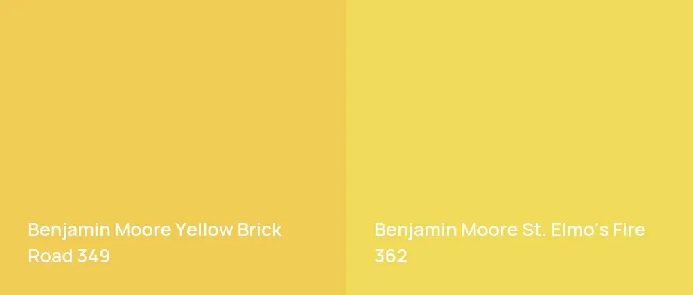 Benjamin Moore Yellow Brick Road 349 vs Benjamin Moore St. Elmo's Fire 362