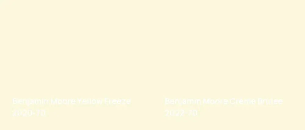 Benjamin Moore Yellow Freeze 2020-70 vs Benjamin Moore Crème Brulee 2022-70