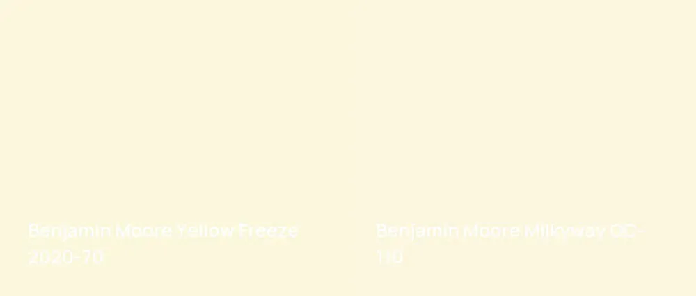 Benjamin Moore Yellow Freeze 2020-70 vs Benjamin Moore Milkyway OC-110