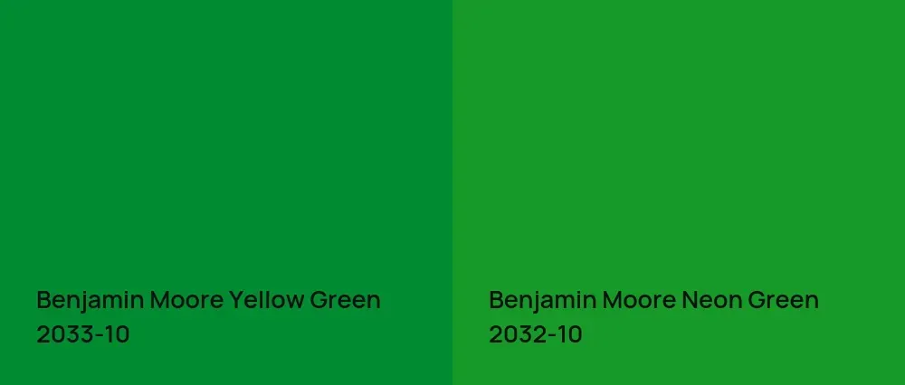 Benjamin Moore Yellow Green 2033-10 vs Benjamin Moore Neon Green 2032-10