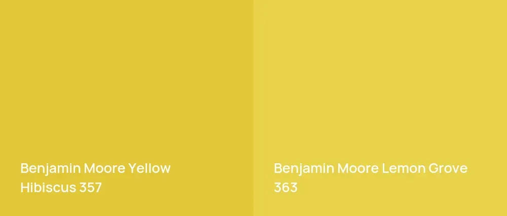 Benjamin Moore Yellow Hibiscus 357 vs Benjamin Moore Lemon Grove 363
