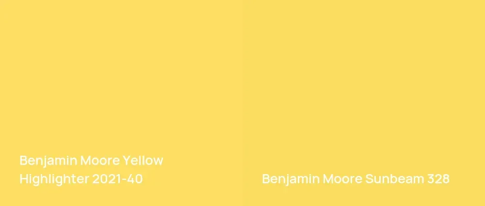 Benjamin Moore Yellow Highlighter 2021-40 vs Benjamin Moore Sunbeam 328