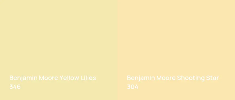 Benjamin Moore Yellow Lilies 346 vs Benjamin Moore Shooting Star 304