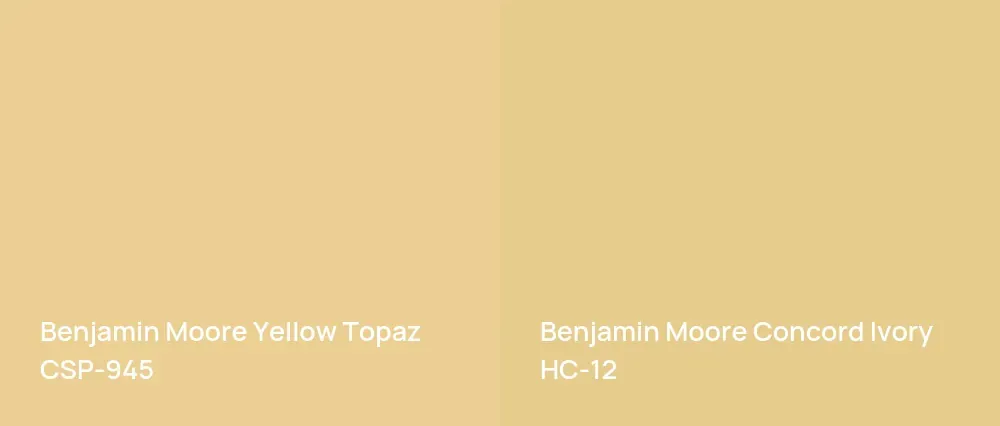 Benjamin Moore Yellow Topaz CSP-945 vs Benjamin Moore Concord Ivory HC-12