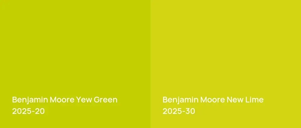 Benjamin Moore Yew Green 2025-20 vs Benjamin Moore New Lime 2025-30