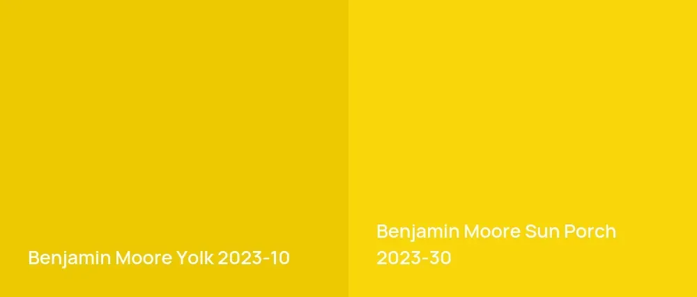 Benjamin Moore Yolk 2023-10 vs Benjamin Moore Sun Porch 2023-30