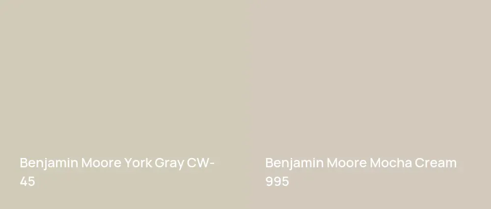 Benjamin Moore York Gray CW-45 vs Benjamin Moore Mocha Cream 995