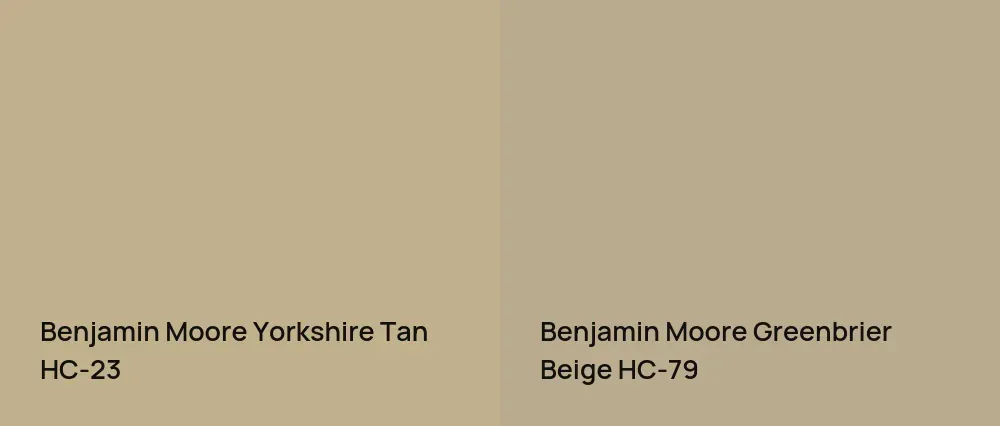 Benjamin Moore Yorkshire Tan HC-23 vs Benjamin Moore Greenbrier Beige HC-79