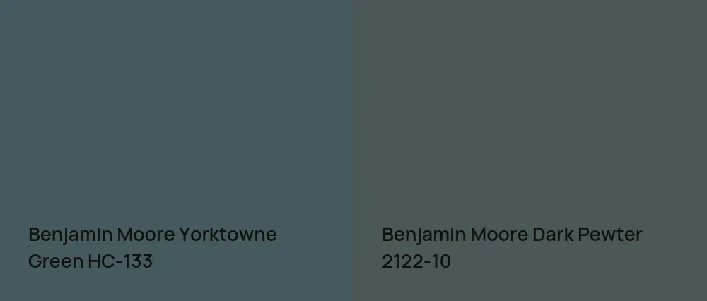 Benjamin Moore Yorktowne Green HC-133 vs Benjamin Moore Dark Pewter 2122-10