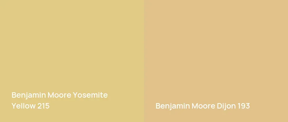 Benjamin Moore Yosemite Yellow 215 vs Benjamin Moore Dijon 193