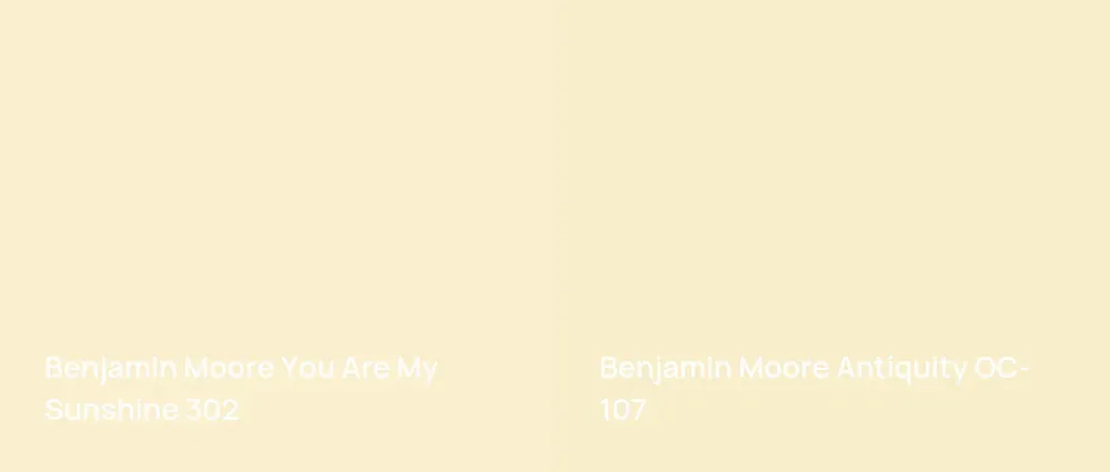 Benjamin Moore You Are My Sunshine 302 vs Benjamin Moore Antiquity OC-107