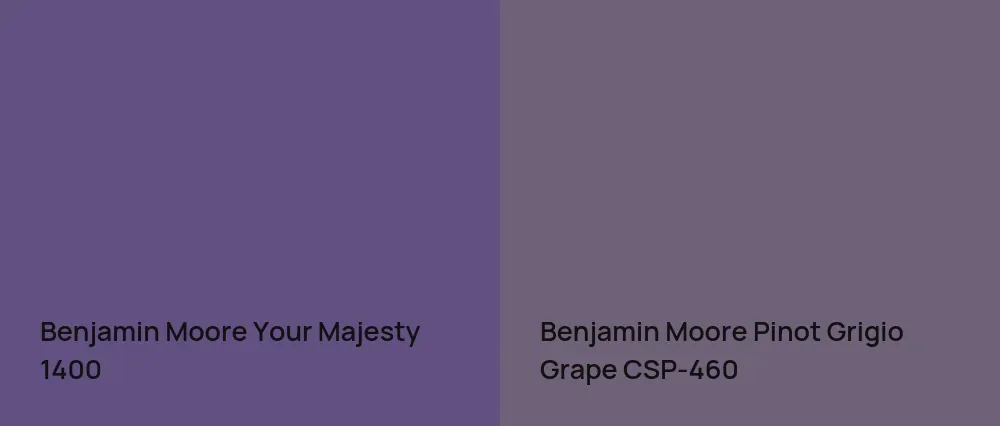 Benjamin Moore Your Majesty 1400 vs Benjamin Moore Pinot Grigio Grape CSP-460