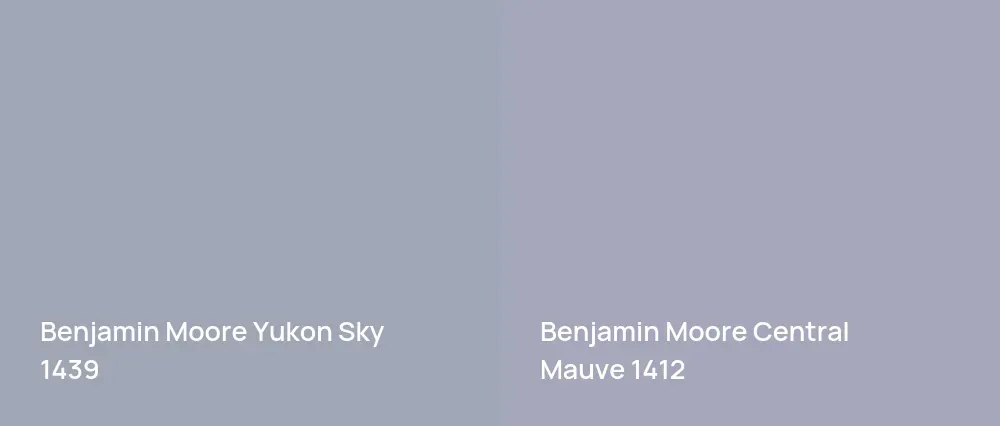 Benjamin Moore Yukon Sky 1439 vs Benjamin Moore Central Mauve 1412