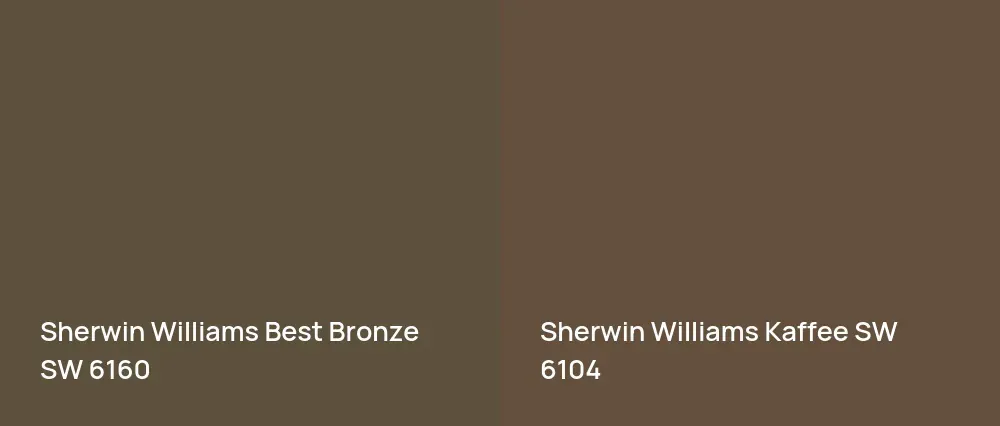 Sherwin Williams Best Bronze SW 6160 vs Sherwin Williams Kaffee SW 6104