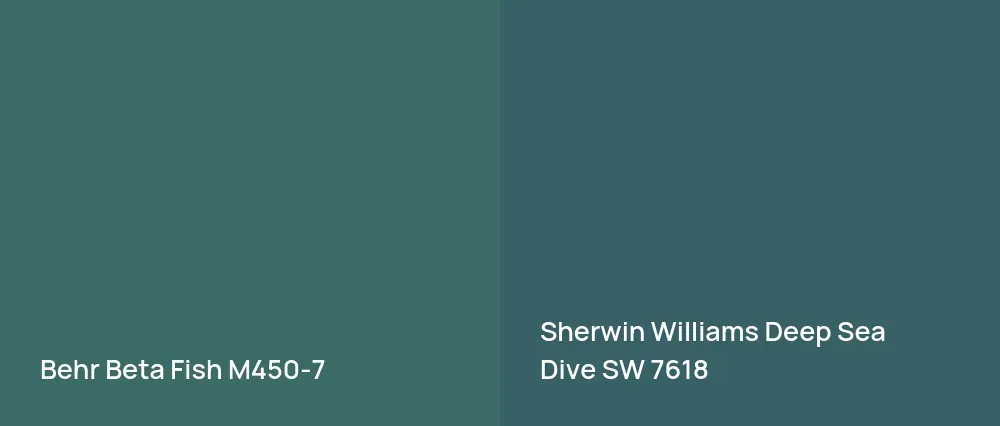 Behr Beta Fish M450-7 vs Sherwin Williams Deep Sea Dive SW 7618