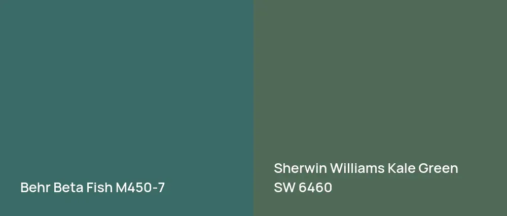Behr Beta Fish M450-7 vs Sherwin Williams Kale Green SW 6460
