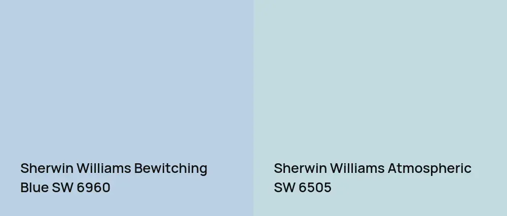 Sherwin Williams Bewitching Blue SW 6960 vs Sherwin Williams Atmospheric SW 6505