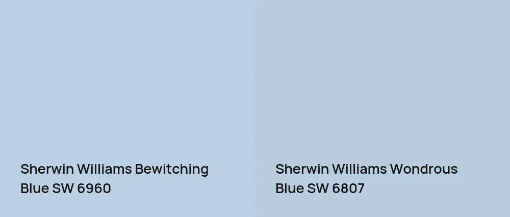 Sherwin Williams Bewitching Blue SW 6960 vs Sherwin Williams Wondrous Blue SW 6807