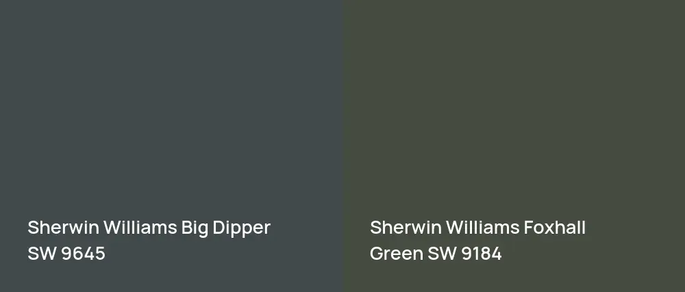 Sherwin Williams Big Dipper SW 9645 vs Sherwin Williams Foxhall Green SW 9184