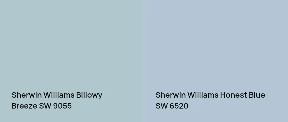 Sherwin Williams Billowy Breeze SW 9055 vs Sherwin Williams Honest Blue SW 6520