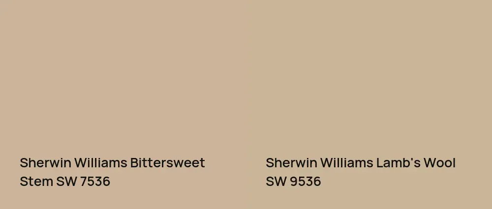Sherwin Williams Bittersweet Stem SW 7536 vs Sherwin Williams Lamb's Wool SW 9536