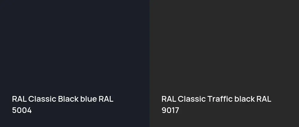 RAL Classic  Black blue RAL 5004 vs RAL Classic Traffic black RAL 9017