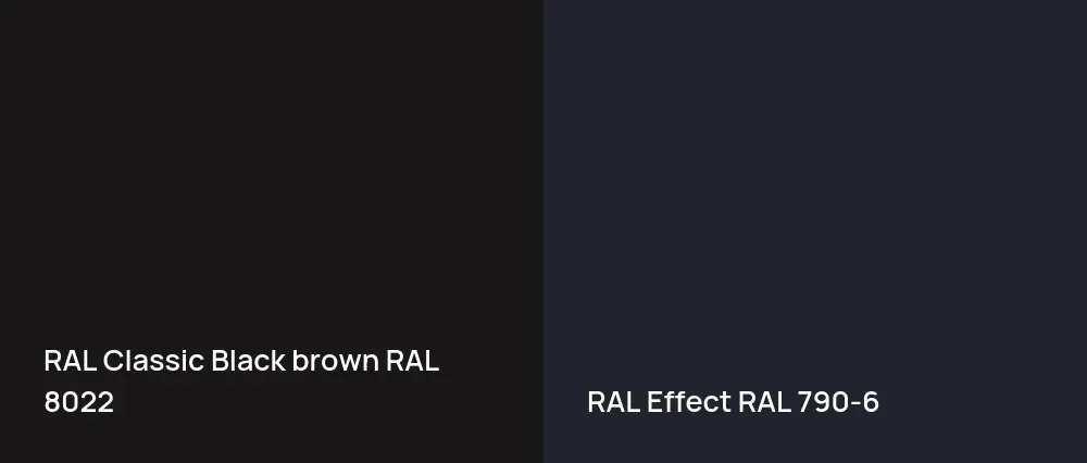RAL Classic  Black brown RAL 8022 vs RAL Effect  RAL 790-6