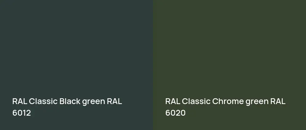 RAL Classic  Black green RAL 6012 vs RAL Classic  Chrome green RAL 6020