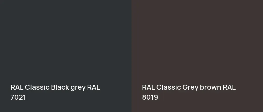 RAL Classic  Black grey RAL 7021 vs RAL Classic  Grey brown RAL 8019