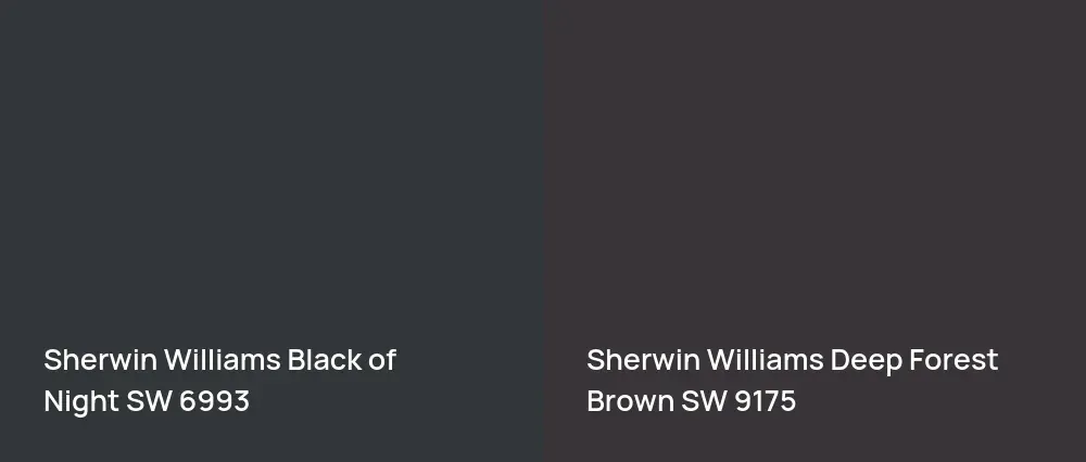 Sherwin Williams Black of Night SW 6993 vs Sherwin Williams Deep Forest Brown SW 9175