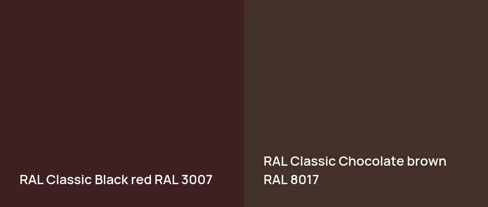 RAL Classic  Black red RAL 3007 vs RAL Classic  Chocolate brown RAL 8017