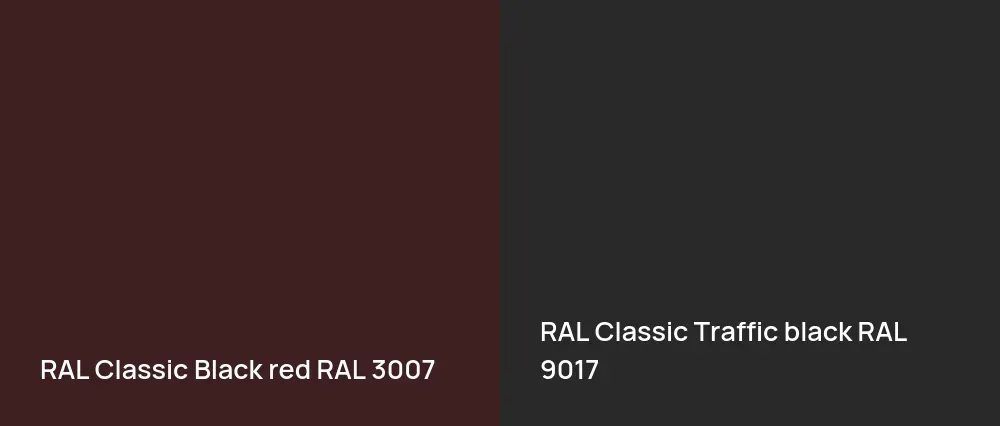 RAL Classic  Black red RAL 3007 vs RAL Classic Traffic black RAL 9017