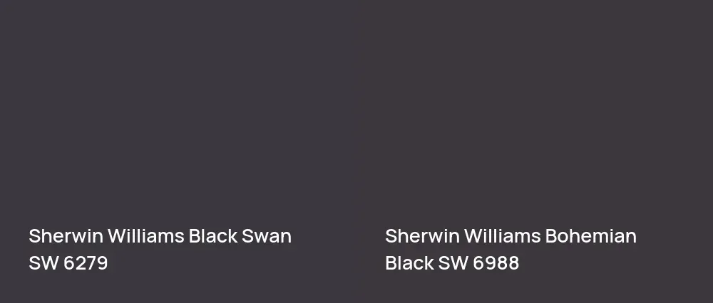Sherwin Williams Black Swan SW 6279 vs Sherwin Williams Bohemian Black SW 6988