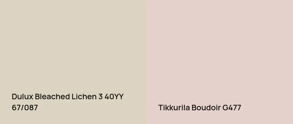 Dulux Bleached Lichen 3 40YY 67/087 vs Tikkurila Boudoir G477
