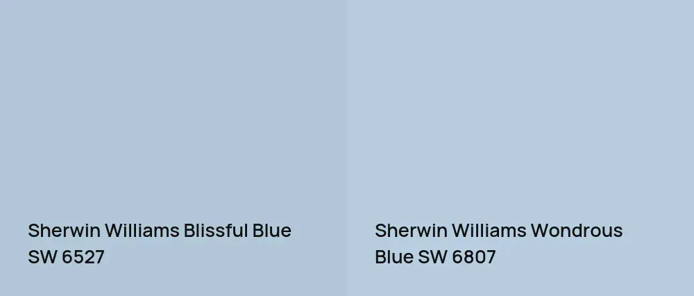 Sherwin Williams Blissful Blue SW 6527 vs Sherwin Williams Wondrous Blue SW 6807