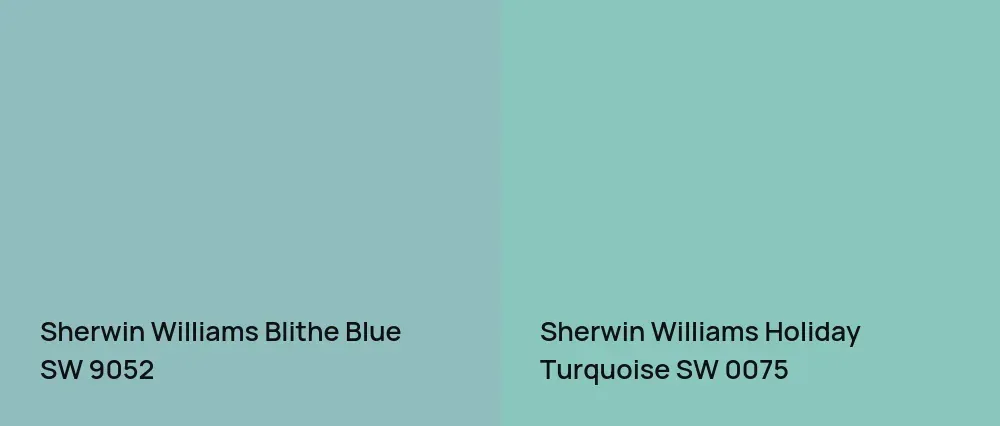 Sherwin Williams Blithe Blue SW 9052 vs Sherwin Williams Holiday Turquoise SW 0075