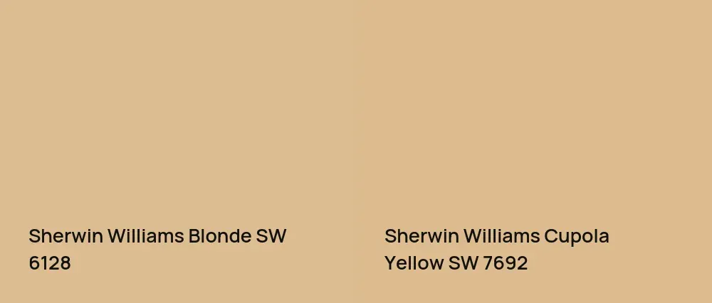 Sherwin Williams Blonde SW 6128 vs Sherwin Williams Cupola Yellow SW 7692