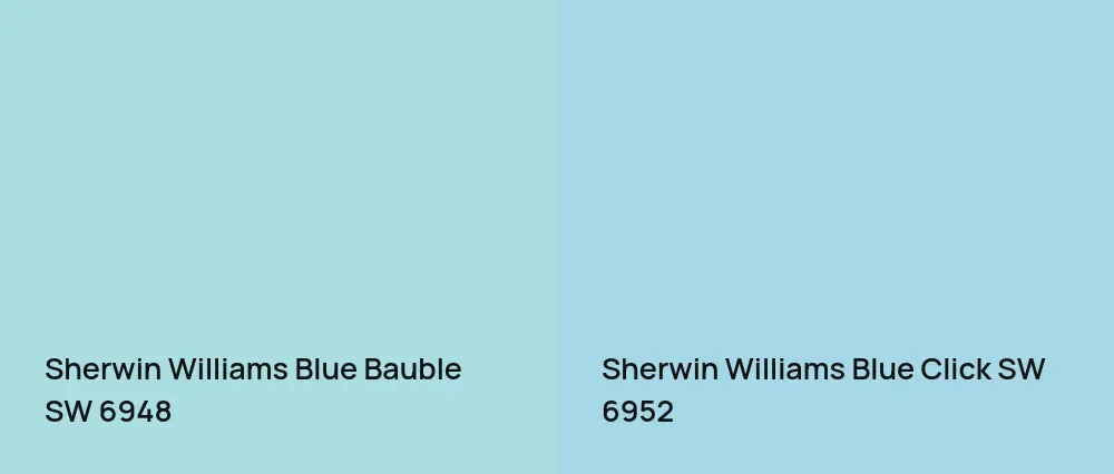 Sherwin Williams Blue Bauble SW 6948 vs Sherwin Williams Blue Click SW 6952
